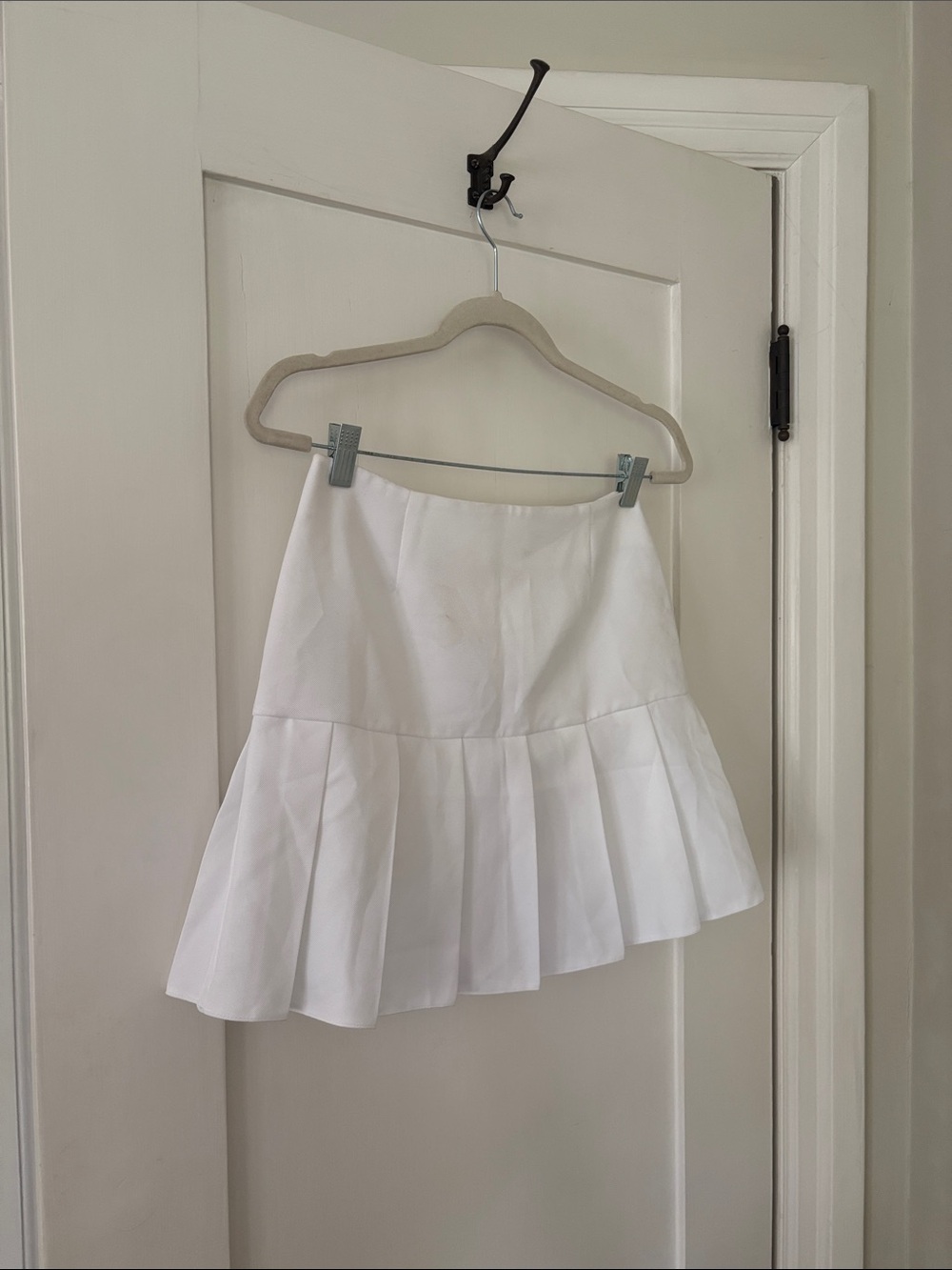 ASOS White Pleated Flounce Mini Skirt